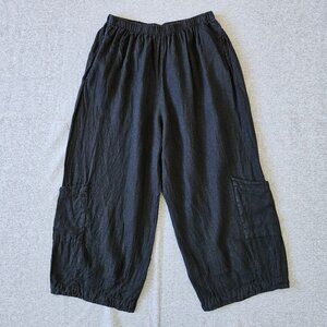Bryn Walker Heavy Linen Casbah Pants Size Large Wide-Leg Crop Pockets Oversized